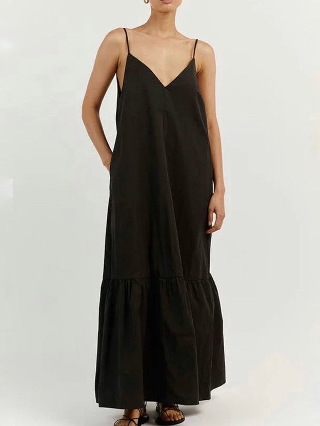 Dissh Cotton Sleeveless Willow Black Maxi Dress